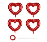 4pz Palloncini a Forma di Cuore, 100x100cm Grandi Palloncini Cuore in Pellicola Alluminio Rossa per San Valentino Decorazioni per Feste Compleanno Anniversario Matrimonio Baby Shower