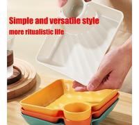 4pz Piatto da portata rettangolare per sushi gnocchi snack PP 18,3x16,2x4cm
