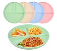 4Pz Piatto Diviso in Tre per Dieta, 22,5cm Set Piatti Piani Divisi Piatto