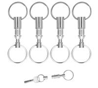4pz Portachiavi a Sgancio Rapido, Doppio Staccabile Portachiavi Staccabili Portachiavi a Sgancio Rapido con Portachiavi in Metallo per Accessorio Chiave Auto Domestica Artigianale Fai da Te