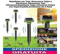4pz Repellente Dissuasore per Topi e Talpe a Ultrasuoni Solare Impermeabile
