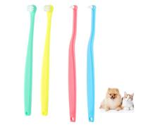 4pz Spazzolino per Cani e Gatti, Rotondo e Appuntito Setole Morbide Spazzolino per Animali Domestici Micro Testina Spazzola per la Pulizia dei Denti dei Gattini per Cuccioli Gattini (Colore 2)