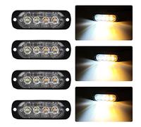 4pz Ultra Thin 4LED Luci di Emergenza Ambra e Bianco Hazard Lampeggiante Luce Stroboscopica Luce Universale per 12-24V Car Truck Trailer Camper Moto Furgone