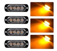 4pz Ultra Thin 4LED Luci di Emergenza Ambra Hazard Lampeggiante Luce Stroboscopica Luce Universale per 12-24V Car Truck Trailer Camper Moto Furgone