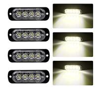 4pz Ultra Thin 4LED Luci di Emergenza Bianco Hazard Lampeggiante Luce Stroboscopica Luce Universale per 12-24V Car Truck Trailer Camper Moto Furgone