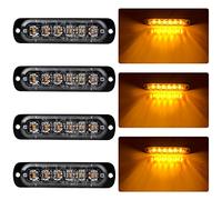 4pz Ultra Thin 6LED luci d'avvertimento d'emergenza ambra pericolo lampeggiante luce stroboscopica spia universale per 12-24 v camion auto rimorchio camper moto furgone