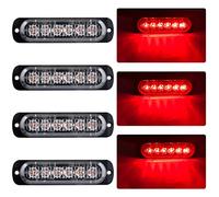4pz Ultra Thin 6LED Luci d'avvertimento di Emergenza Red Hazard Lampeggiante Luce Stroboscopica Universale per 12-24V Car Vehicle Truck Trailer Caravan Camper Moto Furgone