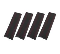 4pz Universale Auto Seggiolino Cintura Imbottitura Microfibra Pelle Nero Rosso