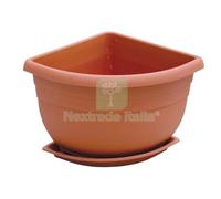 4PZ VASO + SOTTOVASO ANGOLARE ANGELICA ICS PP TERRACOTTA CM 21X21 H.CM 18: