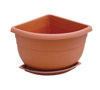 4PZ VASO + SOTTOVASO ANGOLARE ANGELICA ICS PP TERRACOTTA CM 21X21 H.CM 18