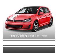 4R Quattroerre.it 10729 Strisce Adesive Racing Triple, 80 Mm X 5 Mt, Bianco