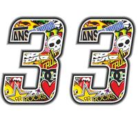 4R Quattroerre.it 13353 Numero 3 Adesivo Sticker Bomb (Confezione da 2)