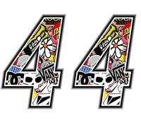 4R Quattroerre.it 13354 Numero 4 Adesivo Sticker Bomb (Confezione da 2)