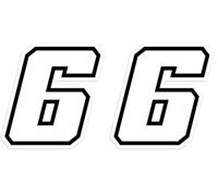 4R Quattroerre.it 13366 Numero Racing 6 Moto GP, Bianco, 10 x 10 cm (Confezione da 2)
