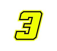 4R Quattroerre.it 13383 Numero Racing 3 Moto GP, Giallo Fluo, 10 x 10 cm