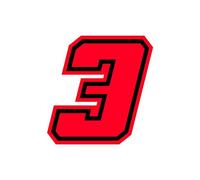 4R Quattroerre.it 13393 Numero Racing 3 Moto GP, Rosso Fluo, 10 x 10 cm