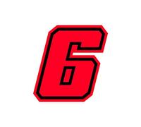 4R Quattroerre.it 13396 Numero Racing 6 Moto GP, Rosso Fluo, 10 x 10 cm