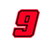4R Quattroerre.it 13399 Numero Racing 9 Moto GP, Rosso Fluo, 10 x 10 cm