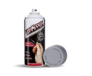4R Quattroerre.it 16410 Wrapper Spray Grigio Argento Opaco | Vernice Removibile per Carrozzeria | Pellicola Spray Protettiva UV e Anti-Graffio | Wrapping Liquido Made in Italy