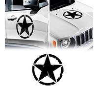 4R Quattroerre.it 17110 Adesivi Stella Army Militare per Jeep Renegade Cofano Portiera Anteriore, Diametro 33 cm, Nero Opaco, 2 Pezzi