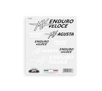 4R Quattroerre.it Adesivi per MV Agusta Enduro Veloce - Set 8 Sticker Presagomati, Resistenti ad Acqua e Raggi UV, Made in Italy, Licenza Ufficiale, Foglio 160 x 135 mm