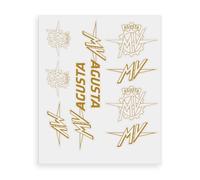 4R Quattroerre.it Adesivi per MV Agusta - Set 9 Sticker, Resistenti ad Acqua e Raggi UV, Made in Italy, Licenza Ufficiale, Foglio 240 x 200 mm (Oro)