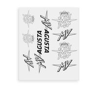 4R Quattroerre.it Adesivi per MV Agusta - Set 9 Sticker, Resistenti ad Acqua e Raggi UV, Made in Italy, Licenza Ufficiale, Foglio 240 x 200 mm (Nero)