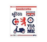 4R Quattroerre.it Adesivi per Scooter Lambretta - Set 8 Sticker Lion Presagomati, Resistenti ad Acqua e Raggi UV, Made in Italy, Licenza Ufficiale, Foglio 240 x 200 mm