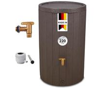 4rain MADERA serbatoio per pioggia set completo 220 litri marrone incl. rubinetto in plastica e raccordo pluviale