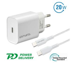 4smarts Caricabatterie 20W + cavo USB-C da 1,5 mtr
