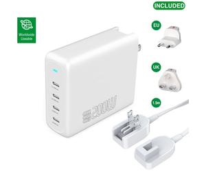 4smarts Flex Pro Caricabatterie da tavolo 200W 4x USB-C + Adattatore da viaggio per tutto il mondo