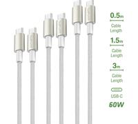 4smarts Set di cavi USB-C Premium 3x (3.0mtr + 1.5mtr + 0.5mtr)