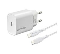 4smarts VoltPlug PD 20 W USB C Caricatore e cavo di ricarica USB C a USB C [1,5 m] Power Delivery Caricatore rapido per Samsung, Huawei, iPad Pro 2020, OnePlus, Xiaomi - Bianco