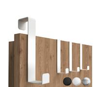 4smile Appendiabiti da Porta in Bianco, Set da 4 Pezzi - Ganci in Acciaio Inox - Durevole Gancio Porta, Pratico Attaccapanni Adatto ad Ogni Luogo