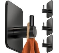 4smile Ganci Adesivi, 4 pezzi Appendi Accappatoio Bagno, Acciaio inox, Porta Asciugamani Autoadesivo, Nero