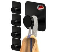 4smile Ganci Adesivi, 5 pezzi Appendi Accappatoio Bagno, Acciaio inox, Porta Asciugamani Autoadesivo, Nero