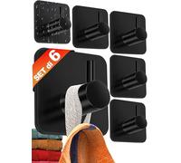 4smile Ganci Adesivi, 6 pezzi Appendi Accappatoio Bagno, Acciaio inox, Porta Asciugamani Autoadesivo, Nero