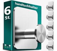 4smile ganci adesivi acciaio inox - SET 6 porta asciugamani autoadesivo bagno antiruggine, appendini accappatoio bagno, asciugamano da tè cucina, argento