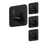 4smile ganci adesivi bagno, set di 4, nero - Appendi porta asciugamani impermeabili, appendi accappatoio bagno e cucina funzionali - Adesivi acciaio inox per accappatoio, strofinaccio, decorazione