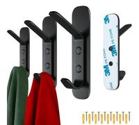 4smile Ganci adesivi extra forti, confezione da 4 pezzi, colore nero, autoadesivi, con opzione chiodi, da parete, pesanti, 6 kg, ganci adesivi doppi appendiabiti in acciaio inox