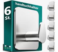 4smile Ganci adesivi ovali, set da 6 pezzi, in acciaio inox, ganci per asciugamani per bagno e cucina