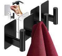 4smile Ganci adesivi per asciugamani, colore nero, 6 ganci adesivi da parete, ganci adesivi antiruggine, ganci per appendere asciugamani in bagno, appendiabiti da attaccare