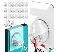 4smile Ganci adesivi trasparenti per telai e vetri - Set di 24 ganci per finestre da appendere - Sostegni autoadesivi flessibili e utilizzabili - Ganci per finestre - Decorazioni da fissare