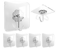 4smile Ganci autoadesivi - 6 pezzi ganci adesivi extra forti, resistenti alle intemperie e antiruggine, girevoli a 180°, per decorazioni natalizie, cucina, bagno, parete e soffitto