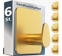 4smile Ganci per asciugamani senza foratura, set da 6 pezzi, dorati, ganci adesivi per bagno e cucina, stile Ov