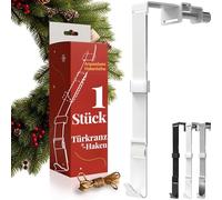 4smile Ganci per ghirlande da porta, bianchi, per porte esterne e interne, attacco flessibile e regolabile, supporto per ghirlanda per porta d'ingresso esterna, ganci per ghirlanda