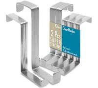 4smile Ganci sopra la porta, confezione da 3 + 2 - in acciaio inox con schiuma + cuscinetti adesivi - ganci per porta in metallo a forma di Z per appendere su diverse larghezze della porta,