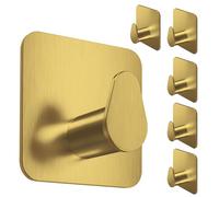 4smile Portasciugamani senza foratura, dorato, set da 6 portasciugamani da bagno, ganci adesivi ovali, in acciaio inox, ganci impermeabili per bagno, WC, cucina, ganci di alta qualità autoadesivi