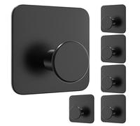 4smile Portasciugamani senza foratura, set da 6 ganci adesivi neri MZ design