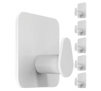 4smile Portasciugamani senza foratura, set da 6 pezzi, colore bianco, per guardaroba, ganci per accappatoio, impermeabile, ad alta portata, gancio adesivo da bagno in acciaio inox, per bagno, cucina